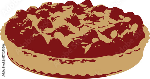 Raspberry almond tart pastry dessert sweet treat red fruit golden crust bakery confectionery silhouette