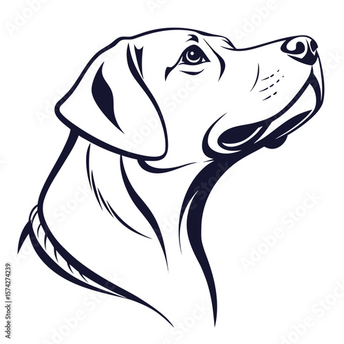 Dark Blue Silhouette Labrador Head Vector Icon