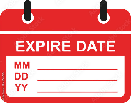 A red expire date calendar icon with mm dd yy on a white background