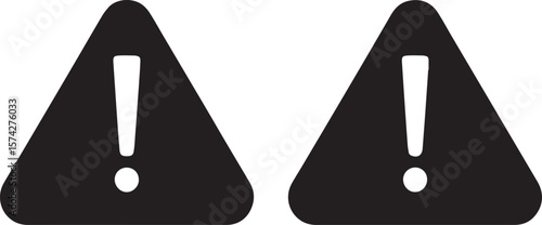 Warning Signs: Bold black and white graphic featuring two alert sign. Symbol of precaution for digital design.