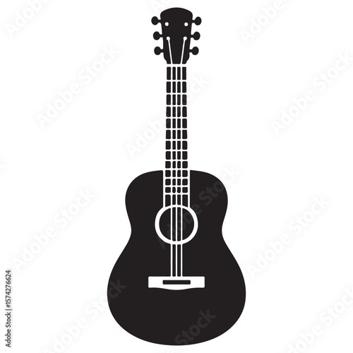 Stylized Silhouette of Acoustic Guitar with Vintage Flair