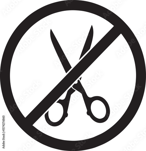 Scissors Forbidden: A straightforward image featuring a stark prohibition symbol of scissors, sharply contrasted against a clean and uncluttered backdrop.