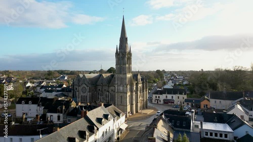 Beautiful footage of the church with gothic style architecture in Missillac, 4k