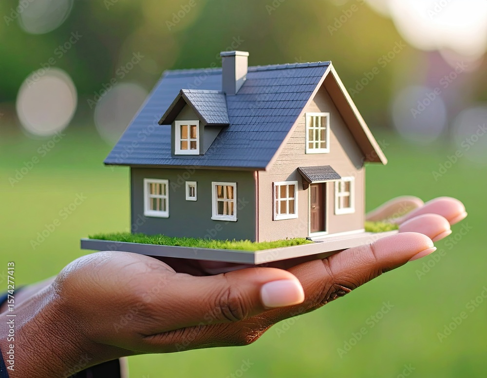 Hand holding a miniature house Hand holding a miniature house