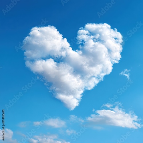 Heart shaped cloud formation against beautiful clear blue sky for love symbol and romantic dream