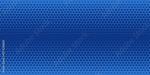 Triangles Halftone Pattern Vector Blue Abstract Geometric Technology Background. Triangular Half Tone Texture. Minimal Style Dynamic Tech Wallpaper