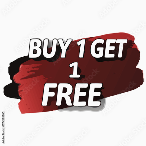 Buy one, get one free special offer label. Sale retail business promotion sticker. Marketing advertising label template vector illustration