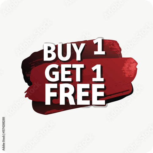 Buy one, get one free special offer label. Sale retail business promotion sticker. Marketing advertising label template vector illustration