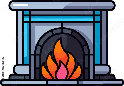 Charming Fireplace Illustration: A Warm and Cozy Hearth Design