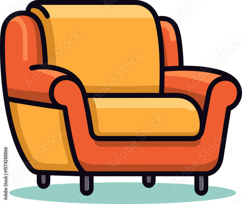 Stylish Orange and Yellow Armchair Illustration for Modern Living Room Design