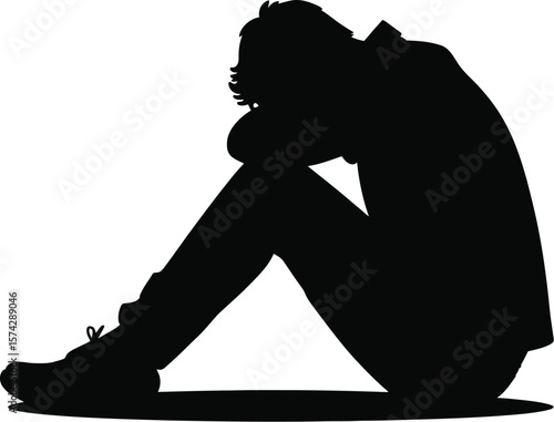 Silhouette of person in despair sadness loneliness