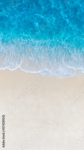 Fototapeta Naklejka Na Ścianę i Meble -  Photo of beautiful blue sea water and soft waves on a sandy beach background
