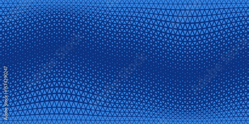 Triangles Halftone Pattern Vector Blue Abstract Geometric Technology Background. Triangular Half Tone Texture. Minimal Style Dynamic Tech Wallpaper