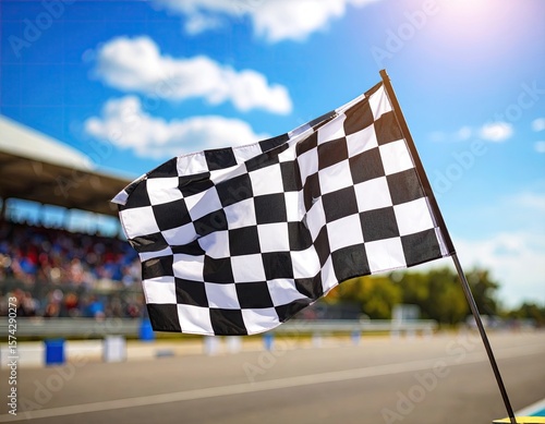 Checkered flag waving in a race