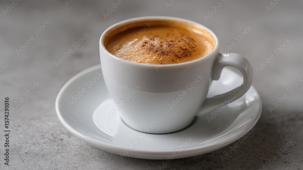 Fototapeta premium Espresso in White Cup on Gray Surface