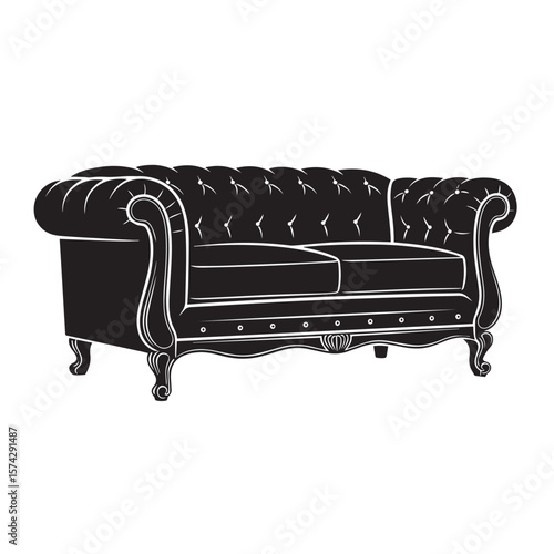 Elegant chesterfield sofa vector illustration classic style furniture design element