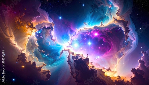 Wallpaper Mural Colorful nebulae in space Torontodigital.ca