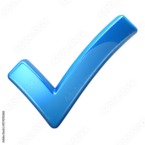 Blue check mark symbol isolated on transparent background