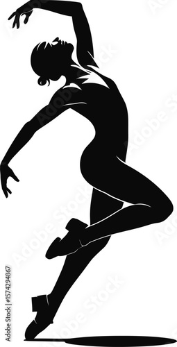 Silhouette of a graceful dancer in motion ballet