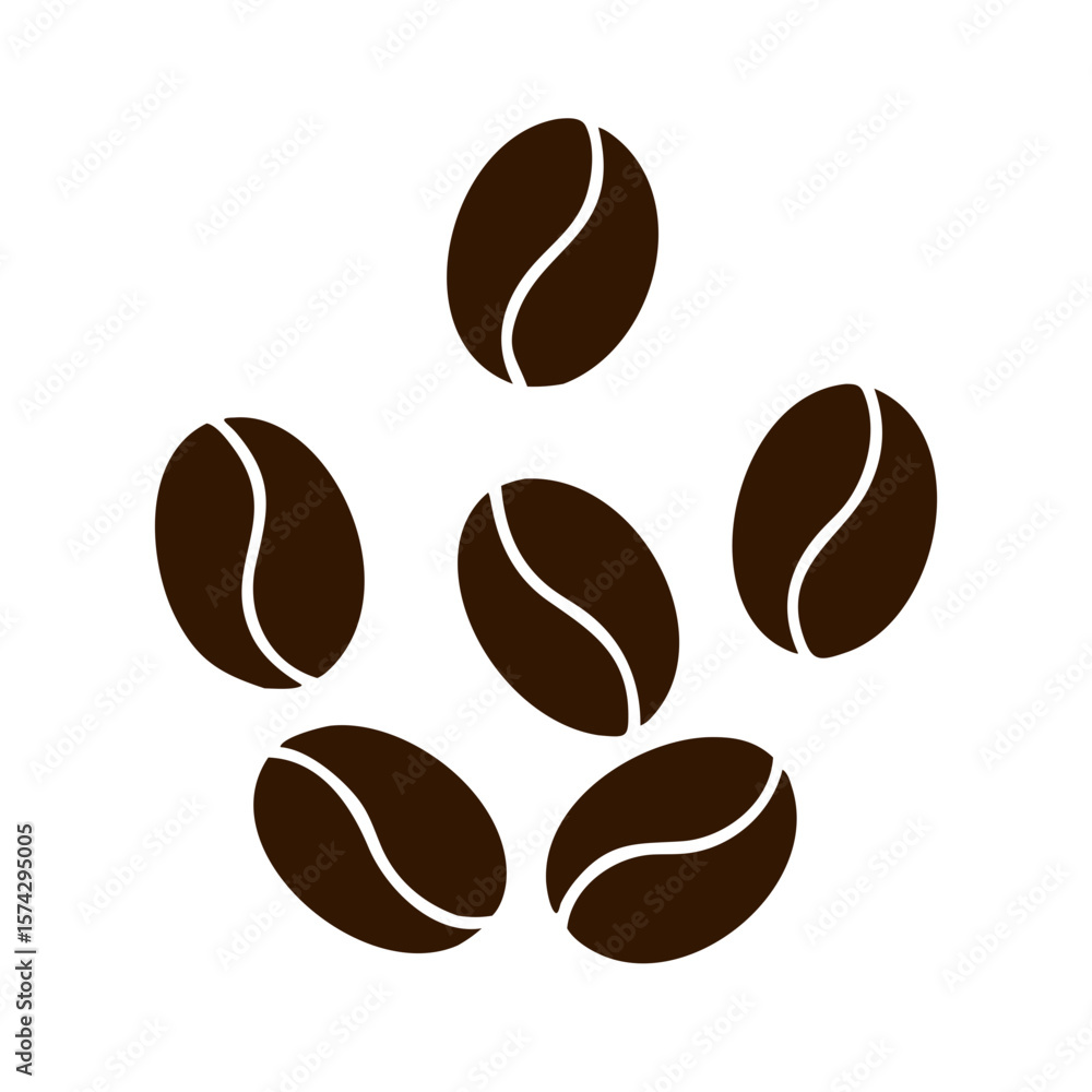 Obraz premium Coffee beans in various positions on a white background 
