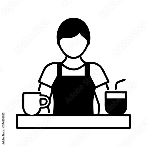 Barista serving coffee and cold drink behind the counter in café  