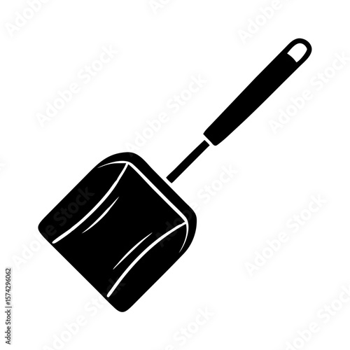 Black spatula on white background for cooking and kitchen tasks  