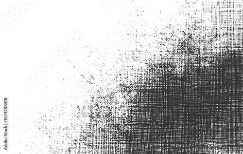 Light black and white grunge. Abstract texture of dust grunge halftones print frame, vector transparent background 