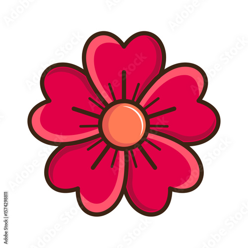 red flower on white background