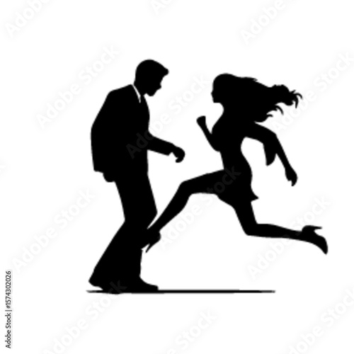 set of Couple quarrelling silhouette vector