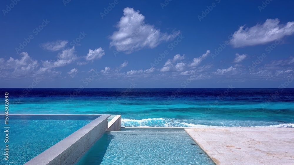 Obraz premium Tranquil ocean view infinity pool