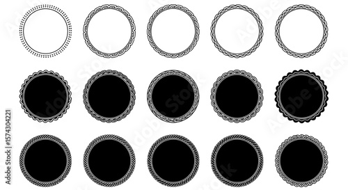 Circular Emblems Collection: A variety of intricate circular emblems and badges, perfect for adding a touch of classic elegance or modern flair to any design project.