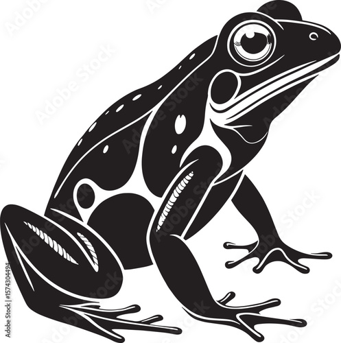 Black frog with white accents amphibian black and white