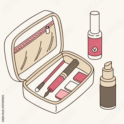 make up accessories Extras: nail polish, setting spray, makeup bag