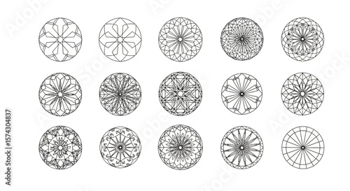 Geometric Harmony: A collection of intricate circular patterns, each a unique exploration of geometry and design, forms a captivating mosaic of precision and artistic finesse.