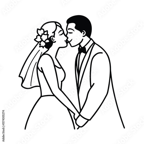 bride and groom kissing