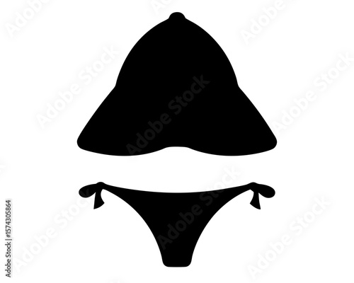 Black silhouette of a stylish bikini swimsuit on a white background