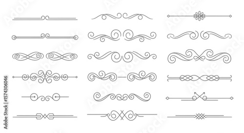 Elegant Ornament Collection: A curated collection of ornate dividers, featuring a variety of scrollwork, lines.