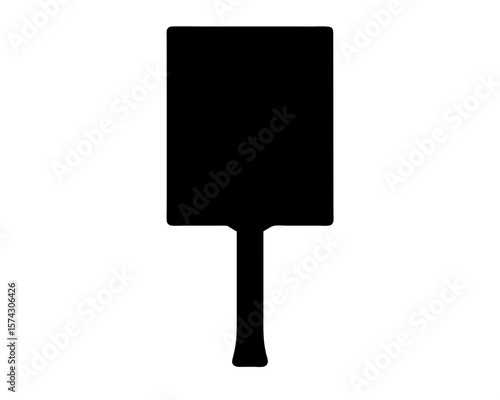 A black rectangle silhouette on a stick suggestive of a handheld sign