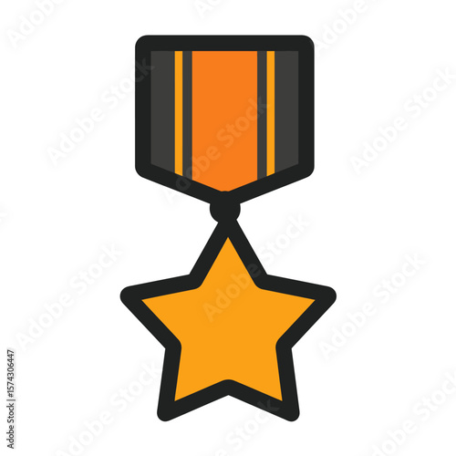 Golden star dangles reward symbolic achievement in graphic design