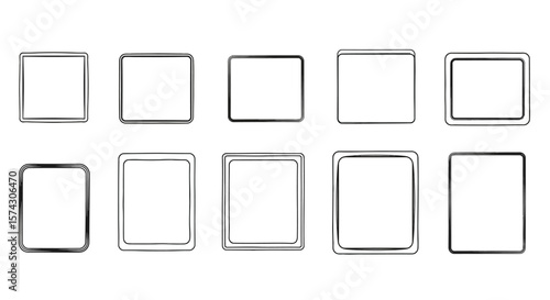 Geometric Square Frames: A collection of ten simple, minimalist, square frames. The perfect backdrop for showcasing your work or adding a touch of modern elegance to any design.