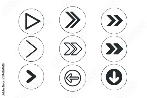 Free Download Navigation Arrows Vector Set in Interface Style – Back, Forward, Refresh, Upload, Download, Outlined and Filled on White Background - GFXLoad