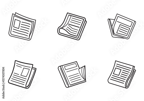 newspaper icon line art vector illustration