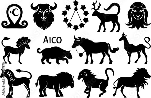 Zodiac Signs Silhouette Set – Astrology Vector Collection
