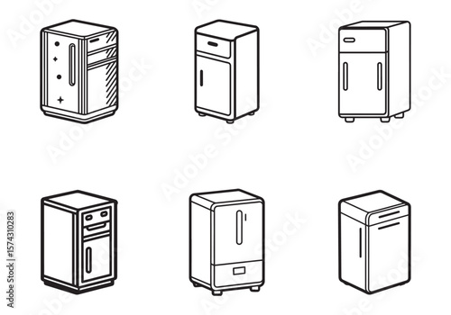 smart refrigerator icon line art vector illustration