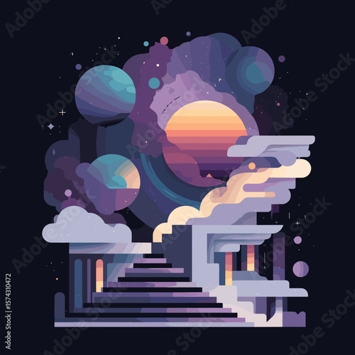 Galaxy Gate Vector Illustration