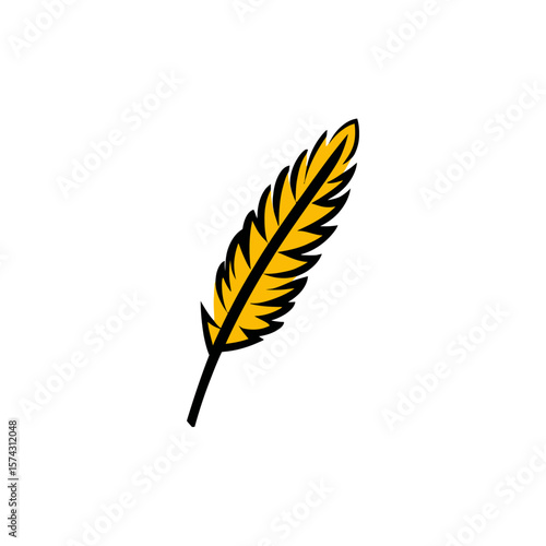 Golden feather icon floats against minimalistic white backdrop