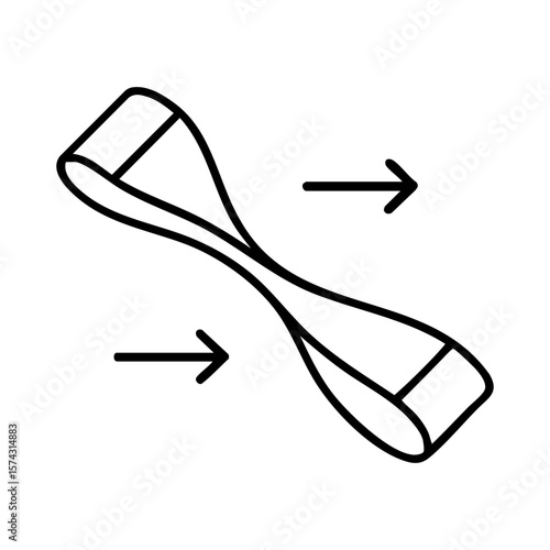 Resistance band with arrows showing stretching movement and flexibility tool