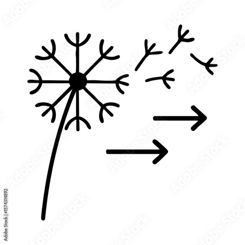 Dandelion flower blowing in wind symbolizing breath and letting go