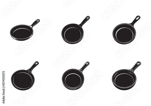 set of skillet icon silhouette vector illustration