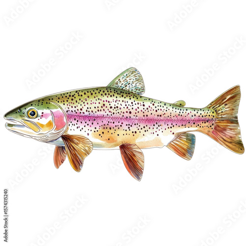 A trout fish illustration on transparent Background